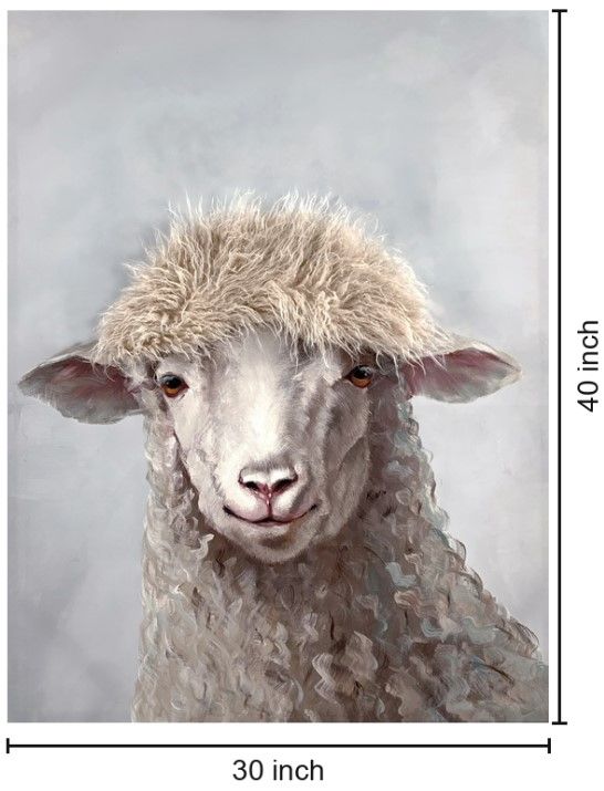 Classy Living Contemplative Fuzzy Sheep Wall Art-2