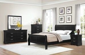 Mazin Furniture Mayville Black Queen Sleigh Bed-1