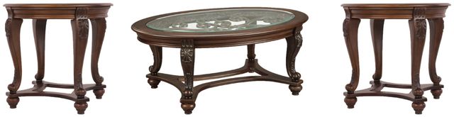 Signature Design by Ashley® Norcastle 3-Piece Dark Brown Living Room Table Set-0