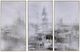 A & B Home 3-Piece Gold/Gray Foggy City Print Wall Art Set-0