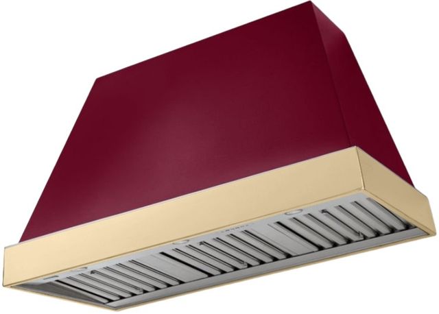 AGA Euclid 48" Cranberry Wall Mounted Range Hood  with Polished Brass Trim-0