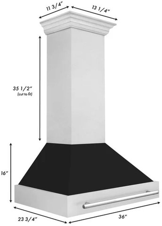 ZLINE 36" Fingerprint Resistant Stainless Steel Range Hood with Black Matte Shell-2