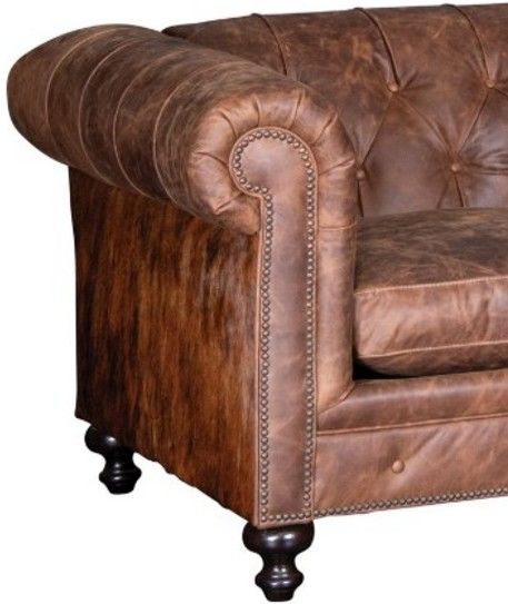 Mayo Furniture Customizable 98" Leather and Hair on Hide Sofa-1