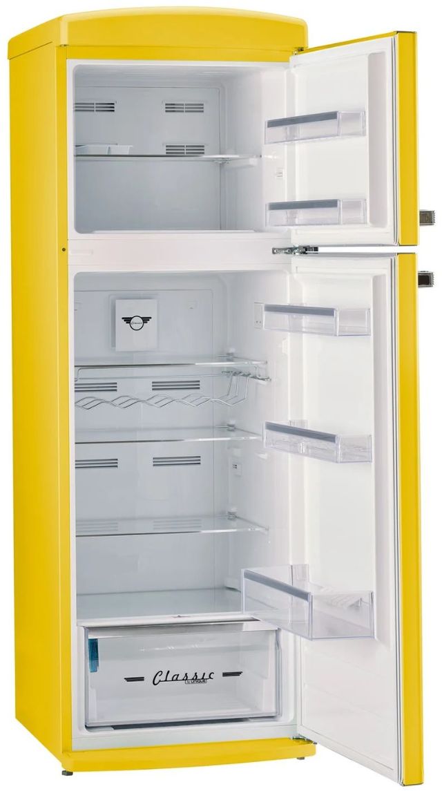 Unique® Appliances Classic Retro 24" 11 Cu. Ft. Canary Yellow Counter Depth Top Freezer Refrigerator-3