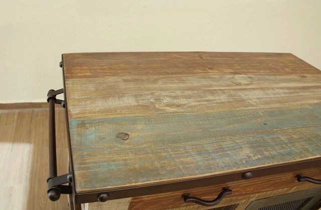 International Furniture Direct Antique Brown Kitchen Island-3