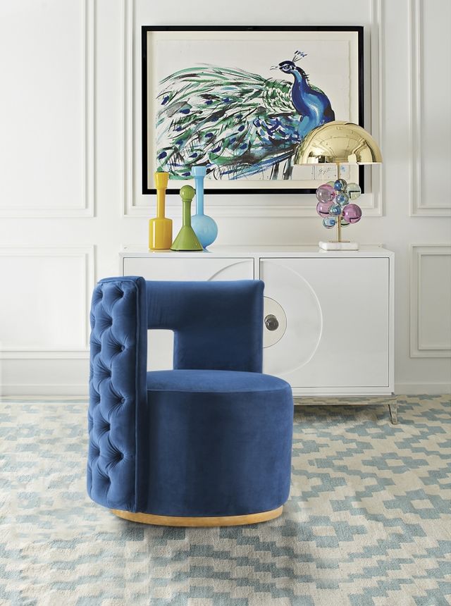 Meridian Furniture Theo Navy Velvet Swivel Chair-3