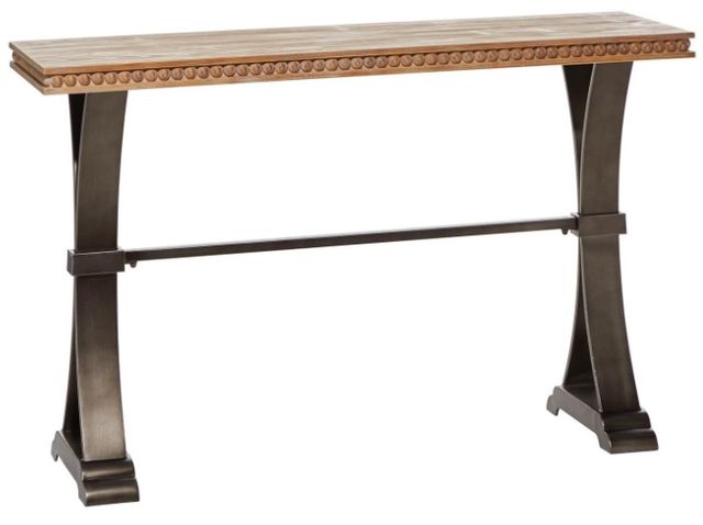 Deco Marche Brown Console Table with Matte Black Base-0