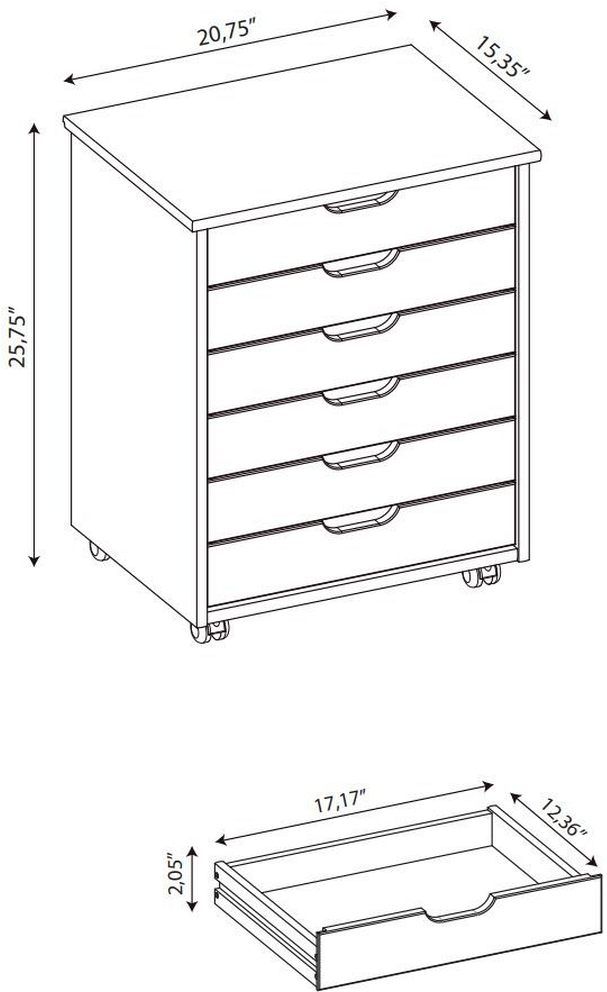 Linon Rudy White Wide Rolling Storage Cart-2