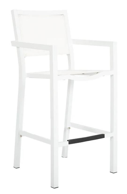 Sunset West Naples Satin White Fabric/Metal Outdoor Bar Stool-0