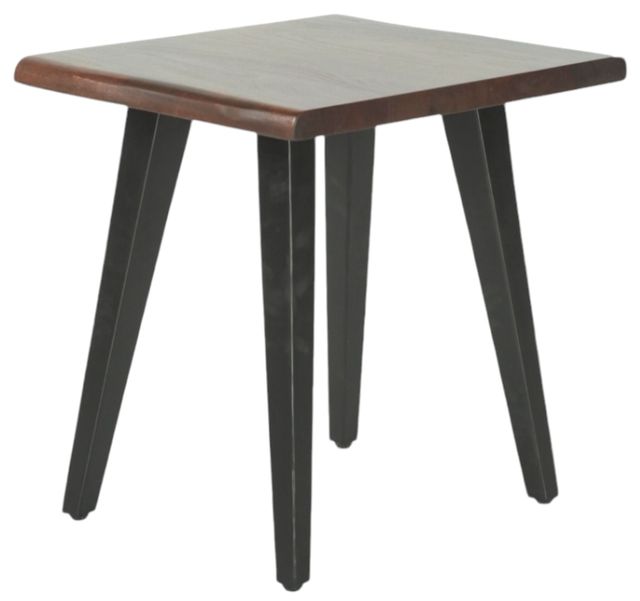 Home Trends & Design Kennedy Walnut Side Table with Black Base-0