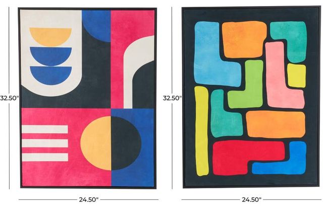 Deco Marche CosmoLiving by Cosmopolitan 2-Piece Geometric Living Room Framed Wall Art Set-3