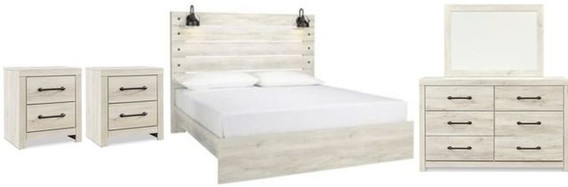 Signature Design by Ashley® Cambeck 5-Piece Whitewash King Panel Bed Set-0