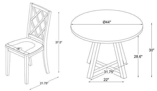 Powell® Maui 5-Piece Graphite/White Round Dining Table Set-2