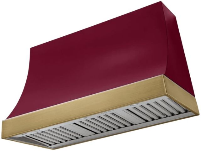 AGA Marquee 48" Cranberry Wall Mounted Range Hood  with Antique Brass Trim-0