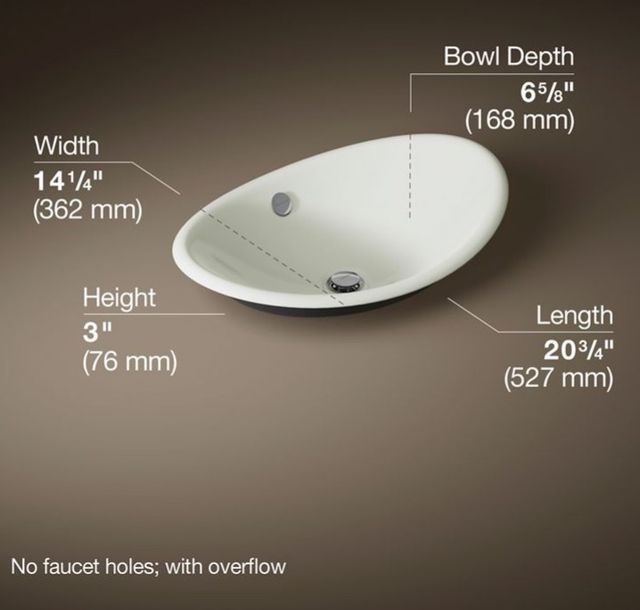 Kohler Iron Plains® Dune 20.75" Oval Vessel Bathroom Sink-3