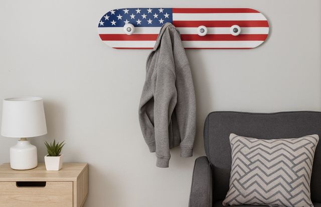 Classy Living Off the Wall American Skateboard Coat Rack Decko-Board Wall Art-1