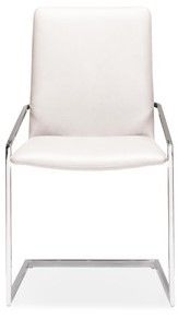 Mazin Furniture Jasmine Chrome/White Arm Dining Chair-1