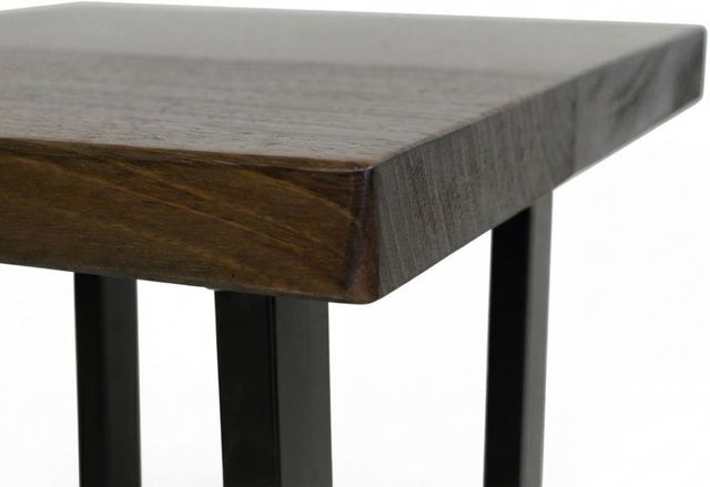 International Furniture Direct Zaphiro Brown Top Chairside Table with Black Base-4
