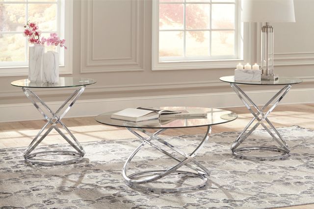 Signature Design by Ashley® Hollynyx 3-Piece Chrome Occasional Table Set-2