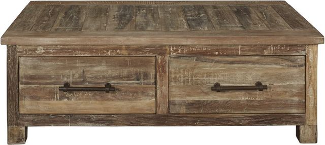 Signature Design by Ashley® Randale Distressed Brown Storage Coffee Table-1
