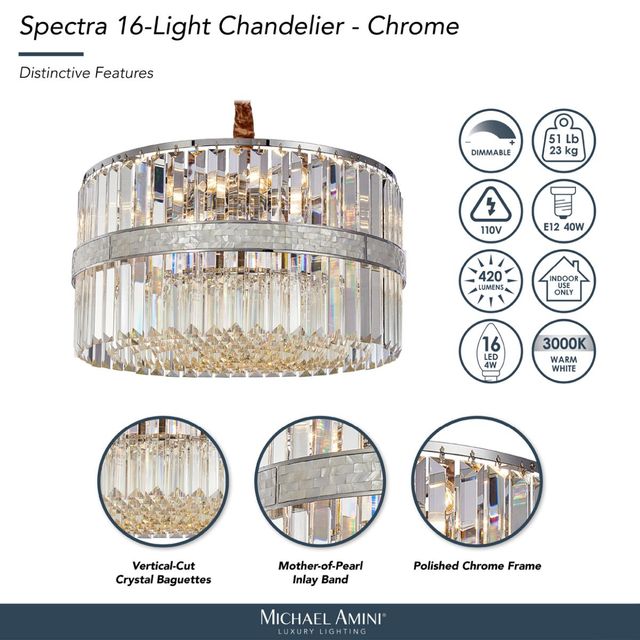 Michael Amini® Spectra Chrome 16-Light Chandelier-3