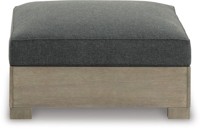 Clearance Signature Design by Ashley® Citrine Park Brown/Charcoal Fabric/Wooden Outdoor Ottoman with Cushion-2
