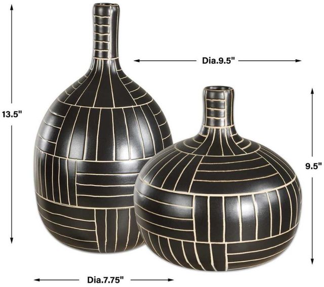 Uttermost® Graphite 2-Piece Black Stride Vase Set-2