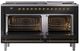 Ilve® Nostalgie II Noblesse 60'' Glossy Black Pro Style Dual Fuel Range with Brass Trim-1