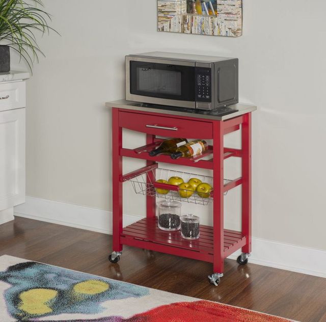 Linon Zoey Red Kitchen Cart-3