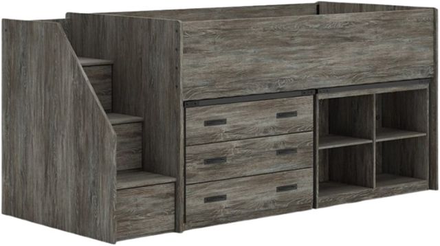 Signature Design by Ashley® Frandern Gray Twin Loft Bed with Bookcase and Drawer Storage-4
