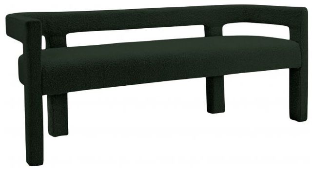 Meridian Furniture Athena Green Boucle Fabric Upholstered Bench-0