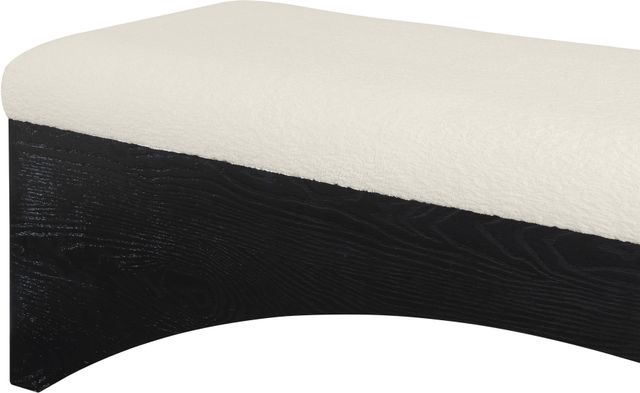 Meridian Furniture Lawson Cream/Black Velour Fur Fabric Bench-3