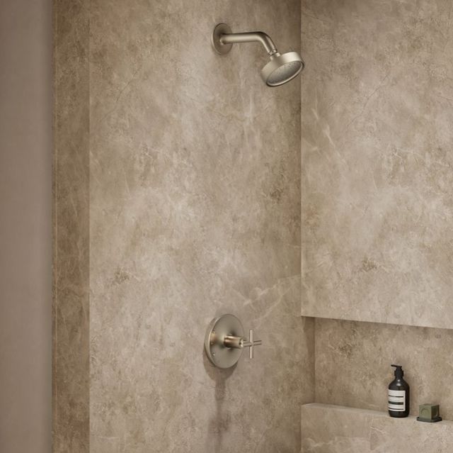 KOHLER® Purist® Rite-Temp® Vibrant Brushed Bronze 1.75 GPM Shower Trim Kit with Cross Handle-1