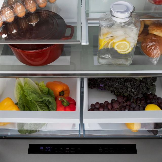 ZLINE Autograph Edition 36" 21.6 Cu. Ft. Fingerprint Resistant Stainless Steel Counter Depth French Door Refrigerator with Champagne Bronze Modern Handles-3