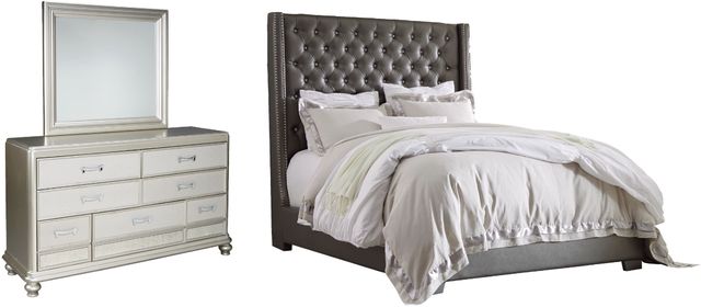 Signature Design by Ashley® Coralayne 3-Piece Gray Queen Upholstered Bed Set-0