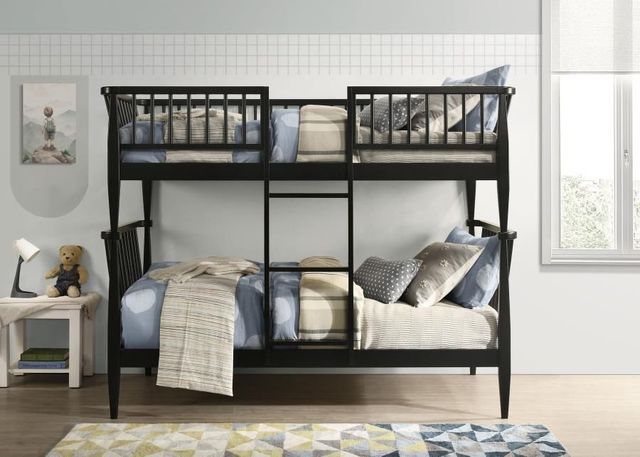 Coaster® Abram Black Youth Twin Over Twin Bunk Bed with Ladder-1