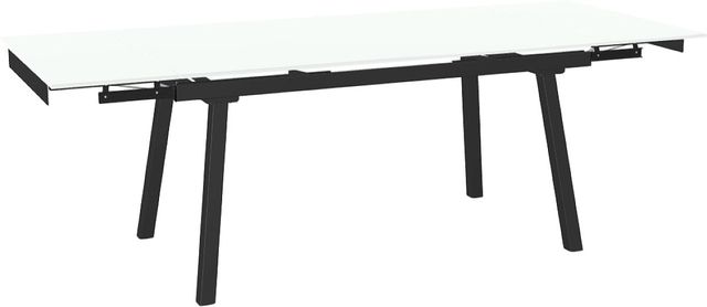 Amisco Customizable Lewis 91" Rectangular Extendable Table with 0.5" White Glass Top and 2 Leaves-1