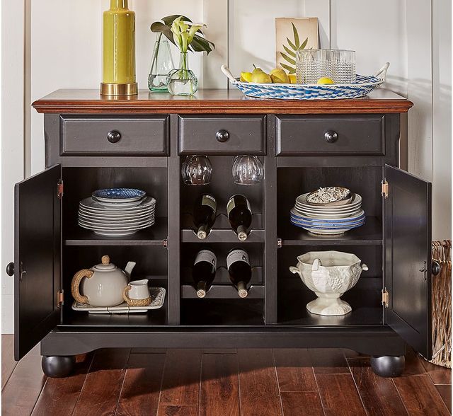 A-America® British Isles OB Antique Oak/Black Wine Server-2