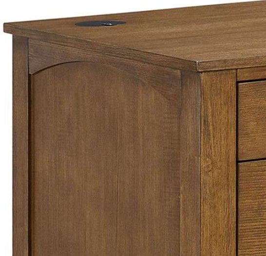 Elements International Portico Brown Oak Half Pedestal Desk with Power/USB-4