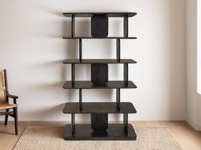 International Furniture Direct Mezquite Oil Black/Stained Dark Bookcase-1