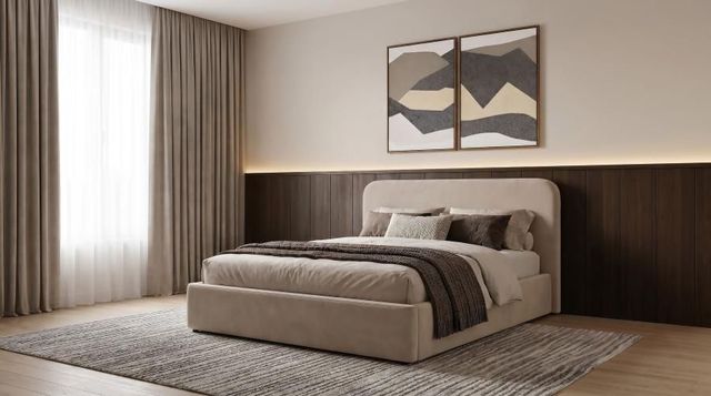 Coaster® Anders Beige Eastern King Upholstered Lift Platform Storage Bed-1
