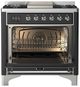 Ilve® Majestic III 36" Graphite Matte Pro Style Dual Fuel Natural Gas Range with Solid Door and Chrome Trim-1