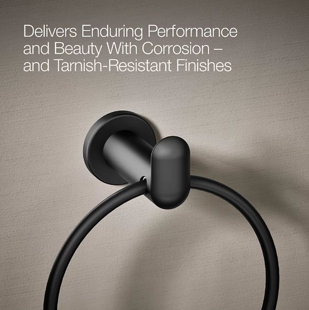 KOHLER® Kumin™ Matte Black Towel Ring-4