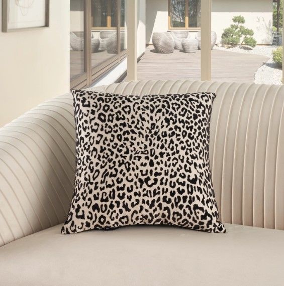 Nourison Home™ Sofia Black Jaquard Leopard Velvet Throw Pillow-2