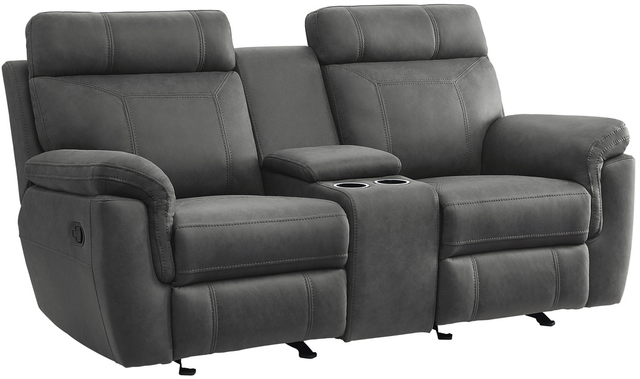 Homelegance® Clifton Gray Double Manual Reclining Glider Loveseat with Center Console-0