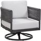 John Thomas Furniture® Parks Black/White Rattan Outdoor Olympic Swivel Chair-0