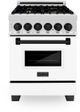 ZLINE Autograph Edition 24" Satin Stainless Steel Pro Style Dual Fuel Range with White Matte Door-0