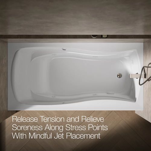 KOHLER® Mariposa® White 72" X 36" Alcove Whirlpool Bath with Bask® Heated Surface-1
