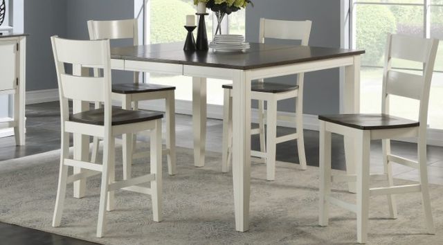 American Wholesale Furniture Gray Pub Height Table with White Base-2