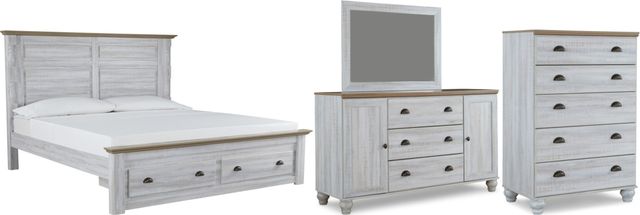 Signature Design by Ashley® Haven Bay 4-Piece Two-Tone King Panel Storage Bed Set-0